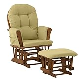 Stork Craft Hoop Glider and Ottoman, Cognac/Green Chenille