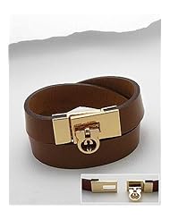 Brown Leather Bracelet In White Base