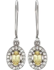 14K White Gold Yellow and White Sapphire Earrings -- LIFETIME WARRANTY