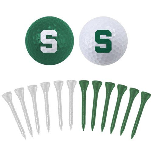 Michigan State Spartans Two Golf Balls And Twelve Tees Set