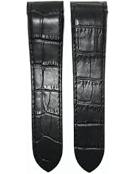 20mm Replacement Leather Strap Band Fit Cartier Santos 100 Medium 32mm Black