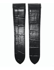 24.5mm Leather Strap Band for Cartier Santos 100 Chrono Blk