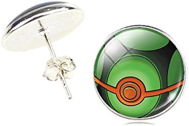 JewelryX - 1pair Pokemon Ball Pokeball Glass Cabochons Stud Earrings Fashion Women Men #7
