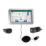Retractable USB Hot Sync Compact Kit with Car & Wall Charger for the Garmin Nuvi 750 - Gomadic Brand w/ TipExchange Technology