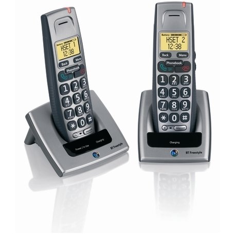 BT Freestyle 710 Twin - Duo Big Button Cordless Phone WITH Caller Display (Shows INCOMING & OUTGOING Call Number - chargeable on some lines)