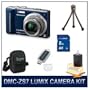 Panasonic LUMIX DMC-ZS7A, ZS7A ZS7 Blue Digital Camera, with 8 GB Memory Card, Card Reader, Deluxe Carrying Case, Mini Tripod, & 3pc. Lens Cleaning Kit