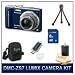 Panasonic LUMIX DMC-ZS7A, ZS7A ZS7 Blue Digital Camera, with 8 GB Memory Card, Card Reader, Deluxe Carrying Case, Mini Tripod, & 3pc. Lens Cleaning Kit