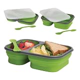 POP-UP Collapsible silicon ECO FRIENDLY reusable Lunch Box tote Large (Green)