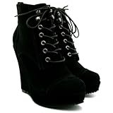 Stiefeletten Ankle Boots Keilabsatz Plateau Schwarz Gr 40