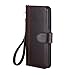 AceAbove Leather Wallet Cover with Hand Strap for Samsung Galaxy S6 - Dark Brown