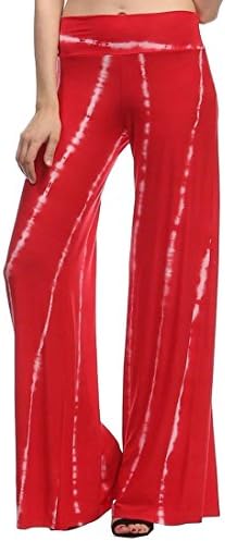 FXL Women's Soft Chic Wide Leg Casual Long Palazzo Pants Red XL