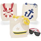 Natural Canvas Nautical Tote Bags (1 dz)