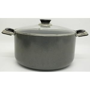 10-qt. Nonstick, Anodized, Heavyweight, Aluminum Stockpot with Tempered Gladd Lid by Golden Star