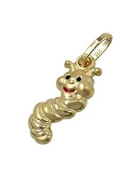 Pendant worm matte-shining 9k gold