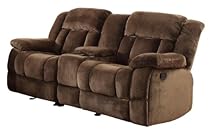 Big Sale Homelegance 9636-2 Laurelton Textured Plush Microfiber Dual Glider Recliner Love Seat with Console, Chocolate Brown