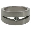 316L stainless steel ring with matte polish, laser cut design, and cubic zirconia stone - Width: 10mm (Sizes 5-14)