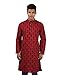 Ethnic Cotton Shirt Maroon Traditional Kurta Hand Block Printed 3XL Long shirt Ikat Men