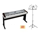 Yamaha DGX640 Walnut Digital Piano with MUS-A3BK Music Stand and Dust Cloth