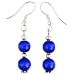 Handmade Royal Blue Cat's Eye & Silver Beaded Earrings