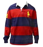 Polo Ralph Lauren Classic Fit Navy and Red Large Striped Mens Rugby Shirt