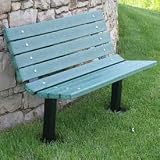 Contour Bench, Recycled Plastic, 4 Ft, In Ground Mount, Green