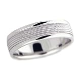ENGINE-TURNED WEDDING RING IN WHITE GOLD