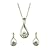 Silver Ladies CZ Set Loop Pendant and Stud Earring Set