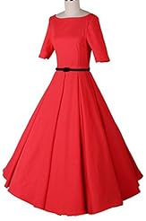 V-neck Cotton/Elastane Vintage Elbow Length Sleeves Evening Dress/Wedding Party Dress 