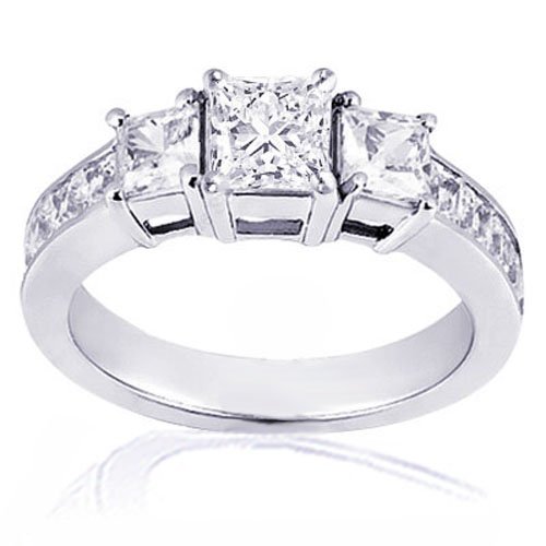 Cheap 0.50 Ct Princess Cut 3 Stone Diamond Engagement Ring SI3