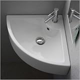 Square Wall Mounted Corner Bathroom Sink in White