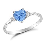 Sterling Silver Aquamarine CZ Engagement Ring