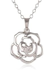 DiAura Sterling Silver Diamond-Accent Open Flower Pendant Necklace