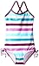 Kanu Surf Girls' Layla Beach Sport Banded 1 Piece Swimsuit, Sassy Purple Stripe, 4T