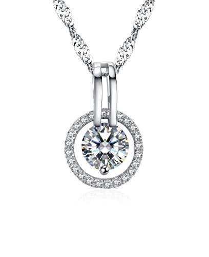 Arieanna S925 Sterling Silver Guardian Angel Swarovski Element Diamond Halo Crystal Necklace 10Mm Circle (759754610569)
