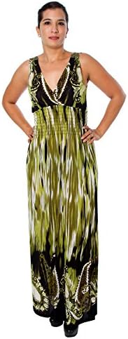 Women's Maxi Dress Crocheted Lace Back &amp; Vivid Colors (XXL, Olive)