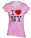 I Love NY New York Womens T-Shirt Spandex Tee Heart Light Pink Large