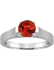 0.80 Ct Round Cognac Red SI1/SI2 Diamond 18K White Gold Solitaire Ring