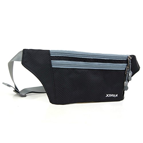 OrrinSports 3 Zippers Water Resistant Polyester Sports Fanny Pack with Waist Belt