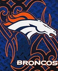 Denver Broncos 50"x60" Tattoo Style Royal Plush Raschel Throw Blanket - Football Sports Merchandise