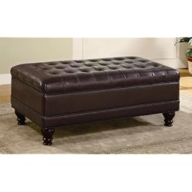 Dark Brown Tufted Storage Ottoman