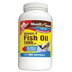 Mason Vitamins Omega 3 Fish Oil 1000 Bonus Size Softgels, 200-Count Bottle by Mason Vitamins