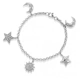 Bling Jewelry Designer Inspired Sterling Silver Diamond CZ Pave Celestial Charm Bracelet