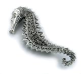 Sterling Silver Large Marcasite Seahorse Pin Brooch - B00023JPL0
