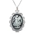 Sterling Silver Black Agate Angel Cameo Pendant, 18