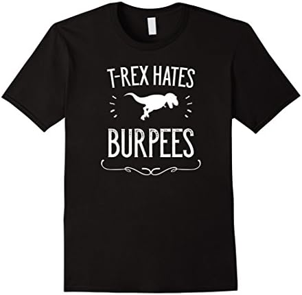 Men's T-rex Hates Burpees T-Shirt - Funny Gym Dinosaur Shirt Large Black