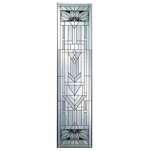 Mission Style White Vertical Art Glass Panel Wall Hanging Suncatcher 42 x 10