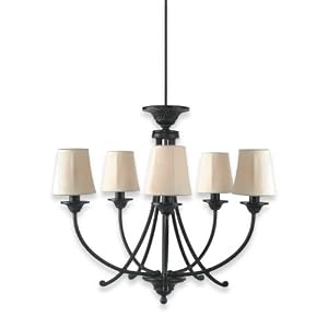Royce Lighting RLCH201 5-43 Outdoor Five-Light Chandelier Dark Wood with Beige Weather... by Royce Lighting