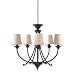 Royce Lighting RLCH201/5-43 Outdoor Five-Light Chandelier Dark Wood with Beige Weather Resistant Shades