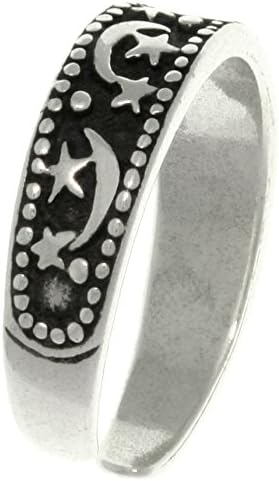 Jewelry Trends Sterling Silver Sparkle Star Moon Celestial Adjustable Toe Ring