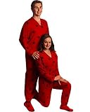 PajamaCity Puppy Paw Print Fleece Footed Pajamas for Teens and Adults
